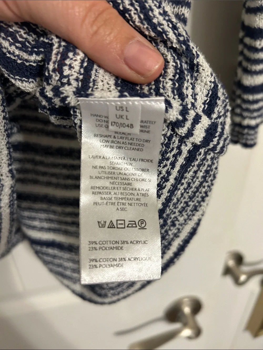 Free People Navy & White Striped Knit Tunic Sweater